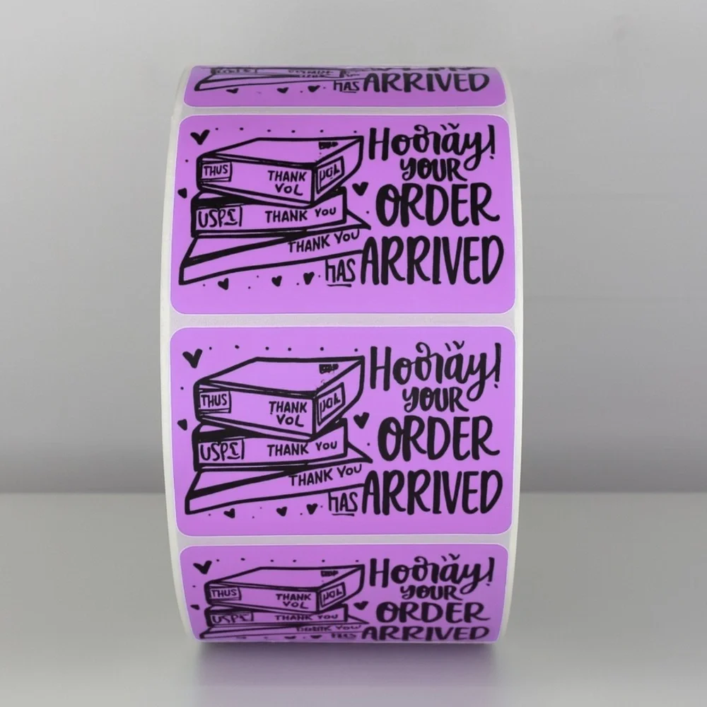 Hooray Your Order Has Arrived Stickers | Yellow Cute Packaging Labels
